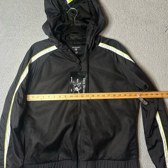 True Religion Jacket Womens XL Black Mesh Color Block Zip Up Jacket NEW - Picture 8 of 13
